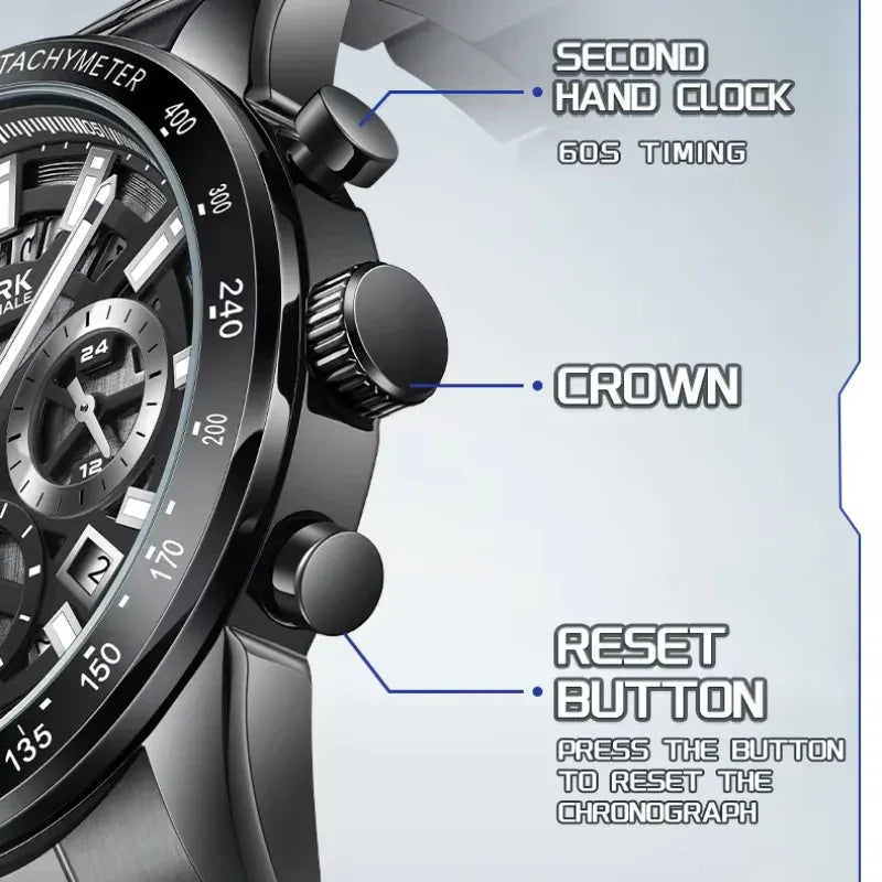 Mark Fairwhale FW-5880 NOCTUM - Men’s Black Chronograph Watch with Sapphire Crystal